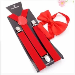 Juego de colgajo rojo y corbata para adultos hombres mujeres adolescentes vendedor de EE. UU. - Imagen 1 de 4