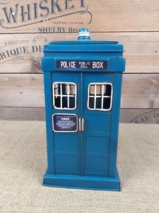 Decorative Blue Tin British Vintage Retro Police Tardis Telephone Coin Money Box - Picture 1 of 17
