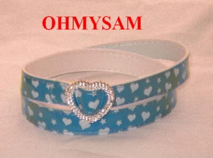 CLOSEOUT 1 +1 NEW COLOR VINYL GIRLS 'BELT STAR HEART PRINT/STAR HEART BUCKL C H - Picture 1 of 4