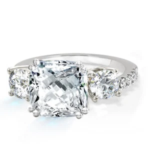 Samie Collection White Gold Plated CZ Pave Band Meghan Markle Engagement Ring - Picture 1 of 6