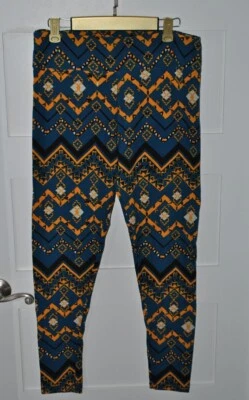 LuLaRoe Tall & Curvy TC leggings Green yellow diamond aztec - Image 1 of 2