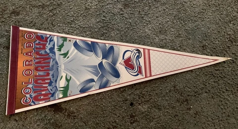 NHL Colorado Avalanche Vintage Circa 1990's Vertical Team Logo Hockey Pennant Cover