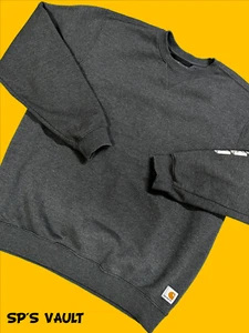 Carhartt Sweatshirt Loose Fit Midweight Crewneck Heater Grey Large Work Wear - Picture 1 of 11