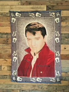 LARGE VINTAGE BOSSA TURKISH ELVIS PRESLEY TAPESTRY RUG TYPE WALL HANGING GUITAR - Picture 1 of 8