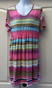 Chic Soul Super Soft Multi Color Dress Short Sleeve V Neck Pockets Plus Size 3XL - Picture 1 of 2