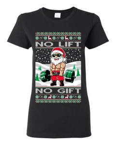 Camiseta gráfica No Lift No Gift Fitness Entrenamiento Papá Noel para mujer - Imagen 1 de 14