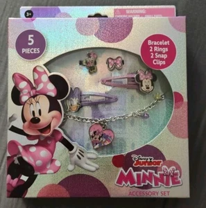 New DISNEY Junior MINNIE MOUSE Accessory Set 5 pieces-Bracelet Rings Snap Clips - Picture 1 of 7