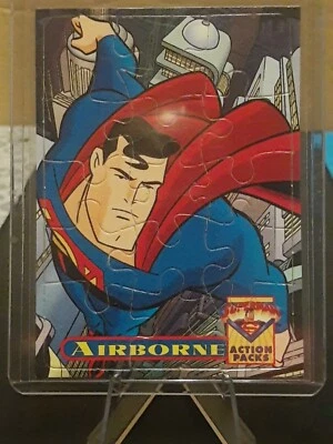 1996 Skybox DC Superman Action Packs Puzzle Card PZ4 Airborne - Image 1 of 2