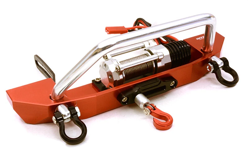 Integy Realistic High Torque Winch w/ Scale Front Bumper : SCX10 II C26990RED - Image 1 of 1