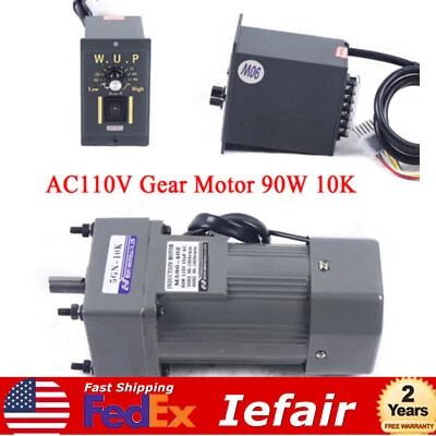 90W 10K AC Induction Gear Speed Control Motor w/ Controller 135RPM 1:10 110V - Image 1 of 4