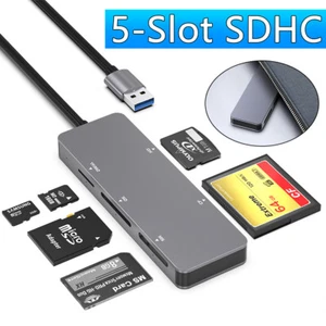 Card Reader 5-Slot USB SuperSpeed to TF SD MS XD CF MicroSD 5Gbps USB 3.2 Gen1 - Picture 1 of 8