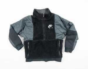 Nike Jacket Kids Medium Black Fleece Pullover 1/2 Zip Swoosh Youth Boys Outdoors - Picture 1 of 18