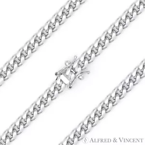Maglia Cordolo Cubano 4,2mm Miami Italia .925 Argento Sterling con Collana Catena Rodio - Foto 1 di 2