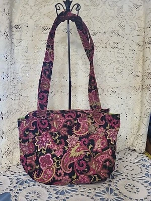 Cartera Floral Hecha a Mano Acolchada Fushia Púrpura Paisley Foto 1 de 4