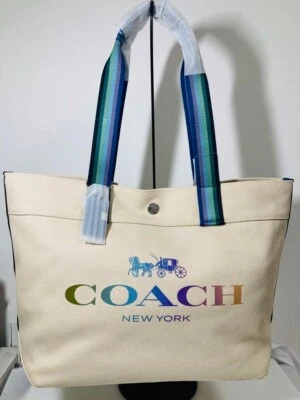 Bolso de hombro Coach con correa de arco iris carro de caballos de lona Foto 1 de 4