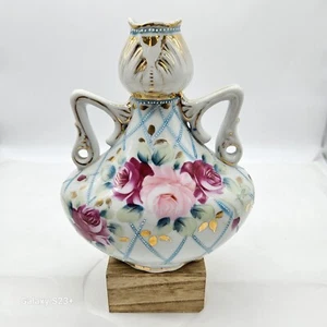 Antique Nippon Koda Hand Painted Vase Pink Roses Gold - Bild 1 von 9