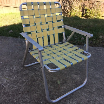 Silla de césped plegable MCM vintage de metal de mediados de siglo años 50 playa surf viaje camping Foto 1 de 4