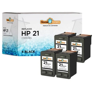 Cartuchos de tinta negros 4PK compatibles con HP 21 para HP Deskjet Officejet FAX serie PSC Foto 1 de 2