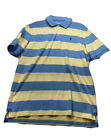 Izod Mens Perfomance Polo Shirt Size Medium Stretch Blue Yellow Striped