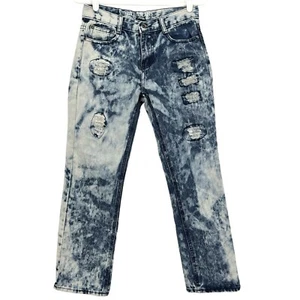 Thrill Jeans Boys Denim Jeans Size 12 Distressed Skinny Acid Wash Blue Straight - Picture 1 of 10