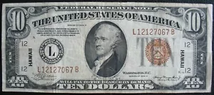 1934 Federal Reserve Emergency Issue Hawaii 10 Dollars Note - Picture 1 of 2
