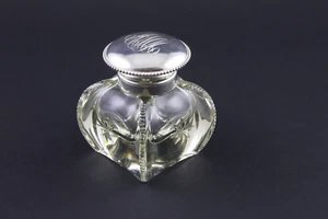 Wilcox Silver Co Meriden CT Glass & Mono Sterling Inkwell Zipper & Star Pattern - Picture 1 of 19