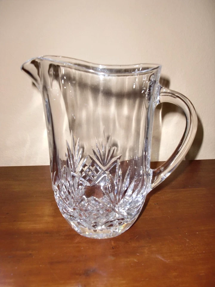 BOHEMIA CZECH REPUBLIC HEAVY 24% HAND CUT CLEAR CRYSTAL PITCHER JUG 7.5"T RARE! - Image 1 of 4