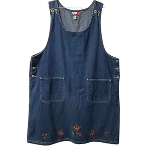 J.L.N.Y. Women Denim Dress Blue Jumper Pockets Floral Embroidery Size-See Images - Picture 1 of 10