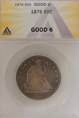 1876  .50   ANACS   G 6  1800's Half Dollar, Liberty Seated Half  - Image 1 of 2