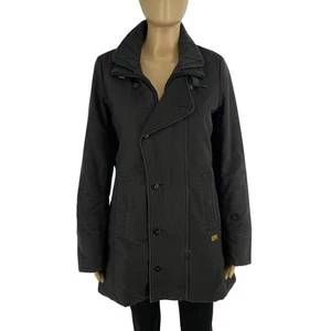 G-STAR RAW Women Black Cotton Denim Minor Trench Jacket Coat Size M - Picture 1 of 10