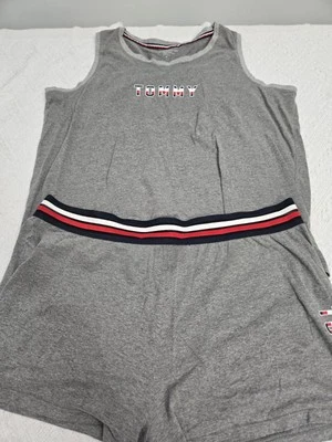 Tommy Hilfiger 2pc Pajama Set Tank & Shorts Womens 1X Grey Summer Casual - Image 1 of 4