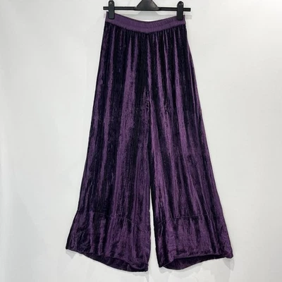 Grizas S 8-10 Devore silk Velvet Wide Leg pull on relaxed fit trousers party  - Image 1 of 4