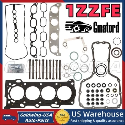 1.8L Engine Full Gasket Kit 1ZZFE w/ Head Bolts For Toyota Celica Corolla Matrix - Изображение 1 из 4