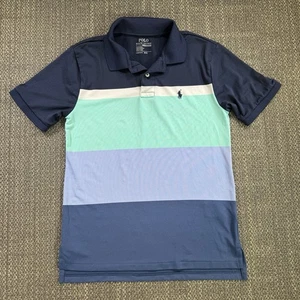 Polo Ralph Lauren Boys Polo Shirt M 10-12 Youth Color Block Striped Golf Preppy - Picture 1 of 22
