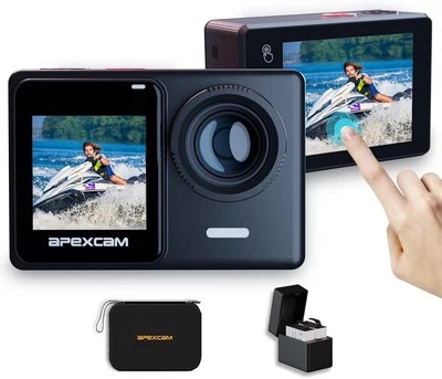 Apexcam 4K/60FPS Action Camera with Touch Screen EIS 24MP 40M Waterproof Sports - Image 1 of 4
