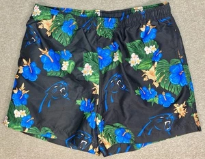 NFL Team Apparel Carolina Panthers Bathing Suit Mens Large L Tropical Hawaiian - Picture 1 of 11