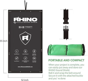 RHINO SOUND SHIELD 95 x 52 inch Noise Barrier Acoustic Sound Blanket RSS5295G1 - Picture 1 of 13