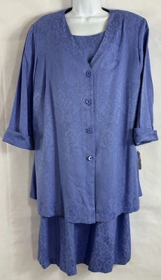 Chaqueta de vestir de colección nueva con etiquetas Dressbarn 2 piezas talla grande 18 W púrpura floral patrón brocado Foto 1 de 4