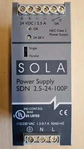 Emerson SOLA	SDN 2.5-24-100P POWER SUPPLY  Input 115-230V Output: 24VDC; 60W - Picture 1 of 1