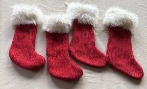 Medias 34th & Pine & Berkshire Luxury Tejidas Metálicas 22" Rojo Crema Nuevas (4) Nuevas - Imagen 1 de 3