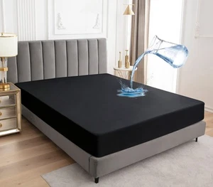 Mattress Protector,Waterproof 18" Deep Pocket Mattress Cover Fitted Sheet Sty... - Picture 1 of 8
