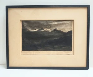 B. Eyre Walker Mountain Landscape Etching Print Pencil Signed 14X18 - Picture 1 of 7