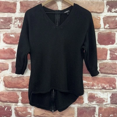 Suéter Express Mujer Pequeño Negro Dorado Metálico Alto Bajo Brillante Tejido Cremallera Trasera Foto 1 de 4