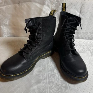 Dr. Martens 1460 Pascal Virginia Soft Leather Black Boots Size 9 Grunge Punk - Picture 1 of 15