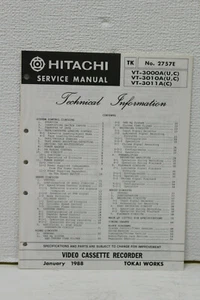 Hitachi VCR VT-3000A VT-3010A VT-3011A Service Manual # 2757E - Picture 1 of 3
