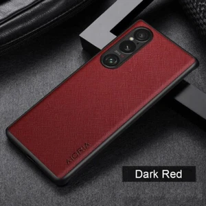 For Sony Xperia 1 VI, Shockproof Luxury Hybrid Matte Cross Leather Case Cover - Picture 1 of 12
