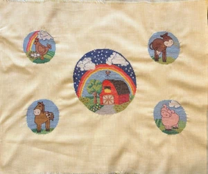 Completed Counted Cross Stitch Farm Animals & Barn Pillow Case 22"x17"(A53L) - Picture 1 of 9