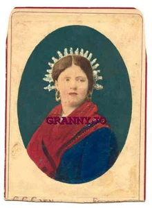 Disfraz de distrito europeo desconocido foto de gabinete coloreado a mano de la década de 1860 - Imagen 1 de 1