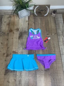 Zeroxposur 3 Piece Swim Bathing Suit with Cover Up Skirt Girls Sz 4 Tankini NEW - Picture 1 of 9
