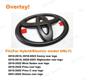 Matte Black Toyota Logo OVERLAY emblem for HYBRID Camry Highlander Sienna Prius - Picture 1 of 5